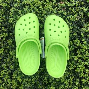 Lime green Crocs clogs